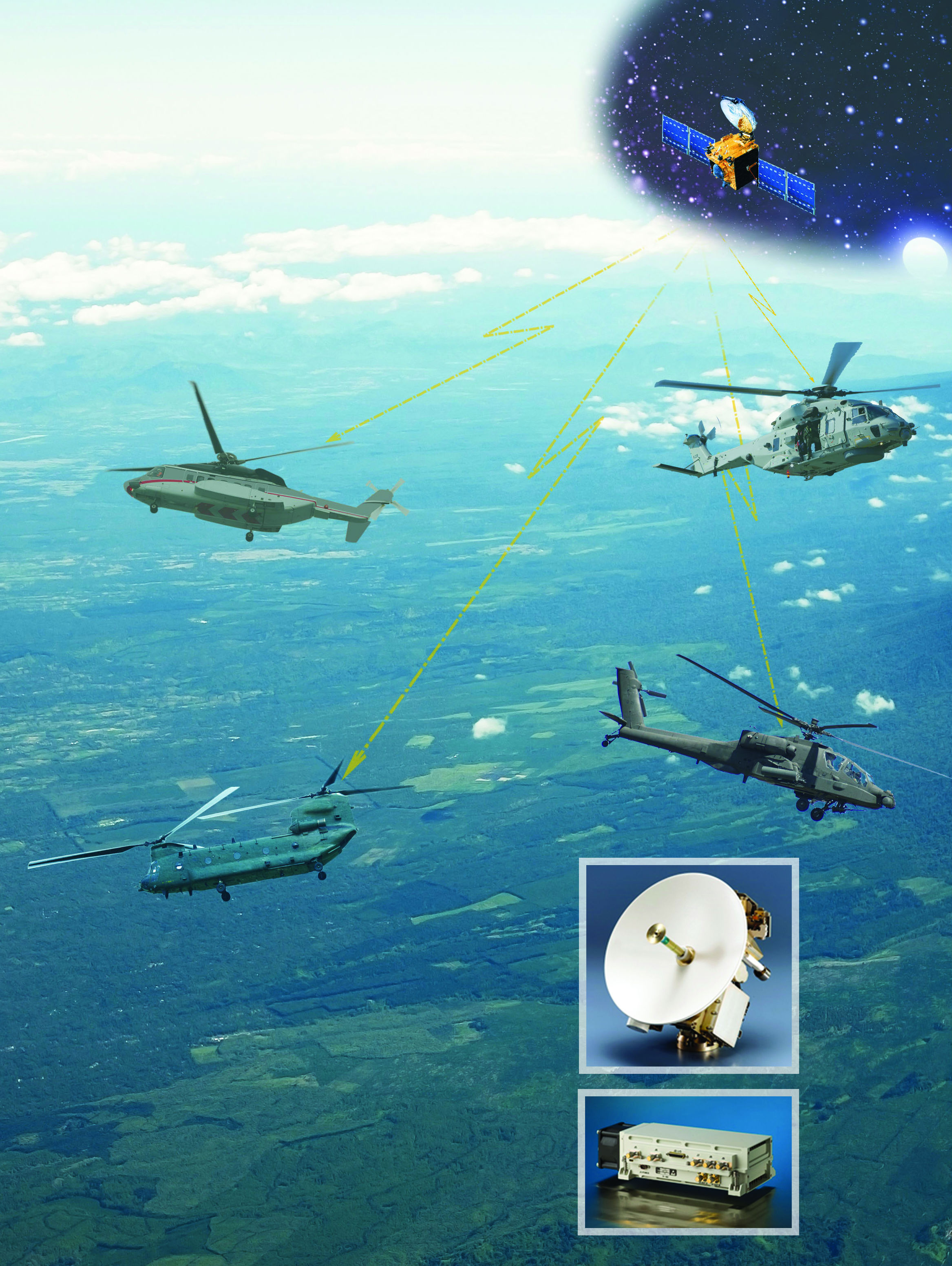 The ELK-1891 Ku-band Satcom network offers high spectral efficiency and low probability of intercept capabilities, as well as relatively minor integration and installation requirements on-board the helicopter. Isreal Aerospace Industries Photo