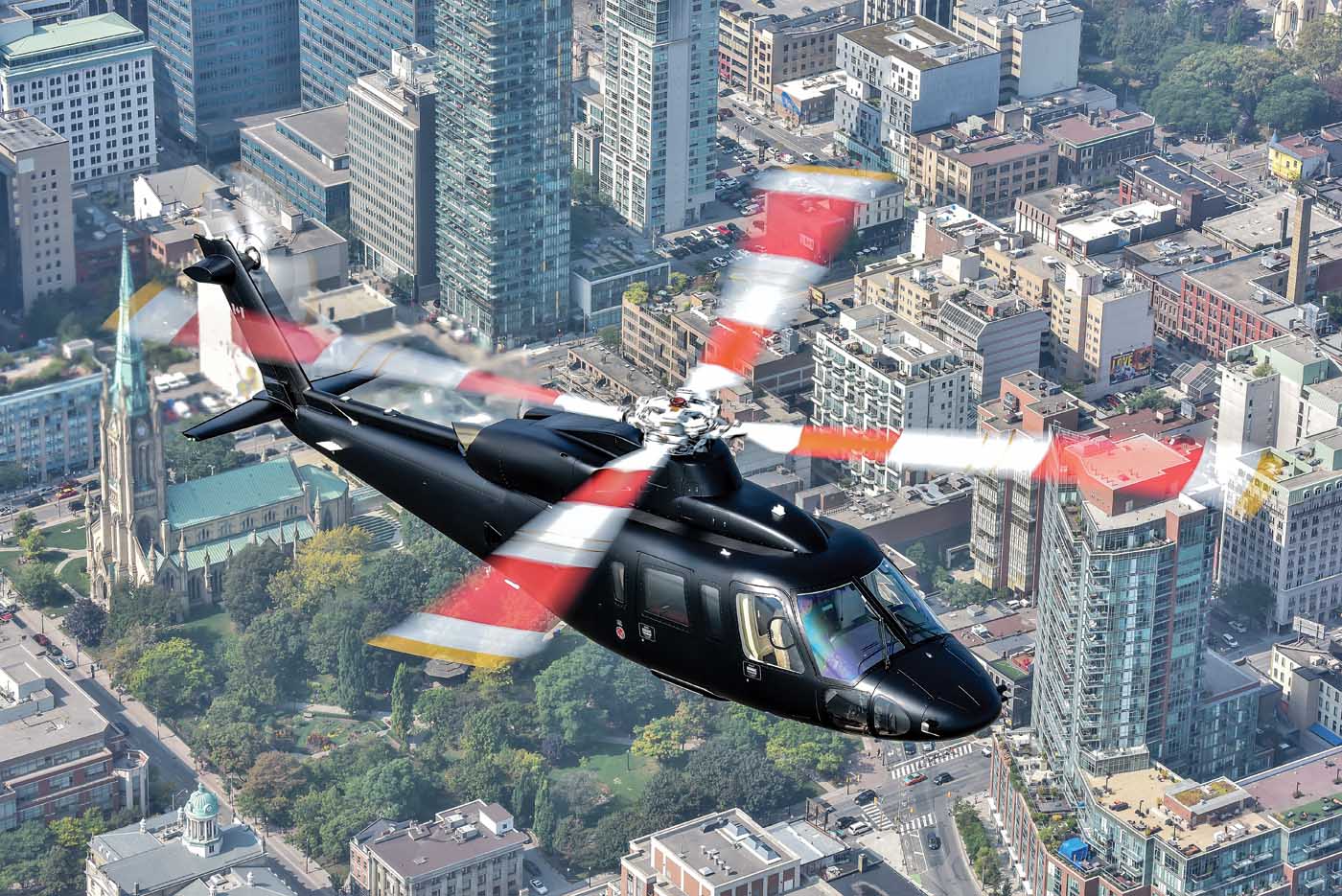 The twin-engine Sikorsky S-76D introduced cutting edge technology, including a quiet tail rotor and improved main rotor blades for reduced acoustic levels. Mike Reyno Photo