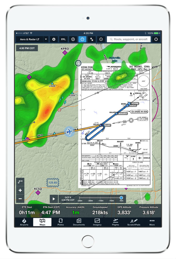 Pilot situational awareness improved by SD and ForeFlight data integration–compatible with an iPad or iPhone. Satcom Direct Photo