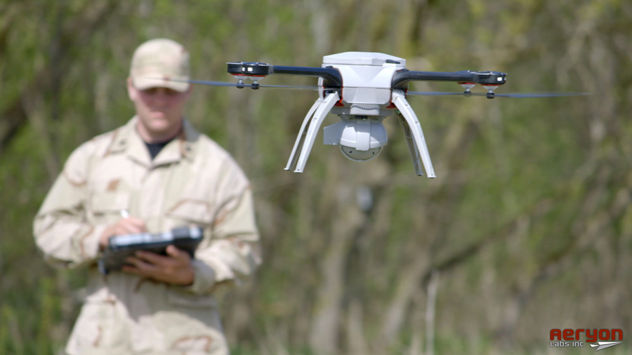 Military drones are being used successfully by defense agencies to guard their borders, to enforce law as well as for combat missions. Aeryon Labs Photo