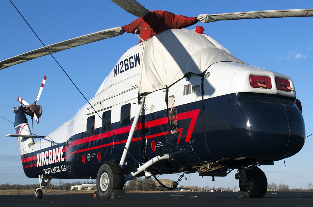 Sikorsky S58T with canopy, rotor hub, blade, and tail rotor covers, as well as engine plugs and blade tie-downs. Bruce’s Custom Covers Photo