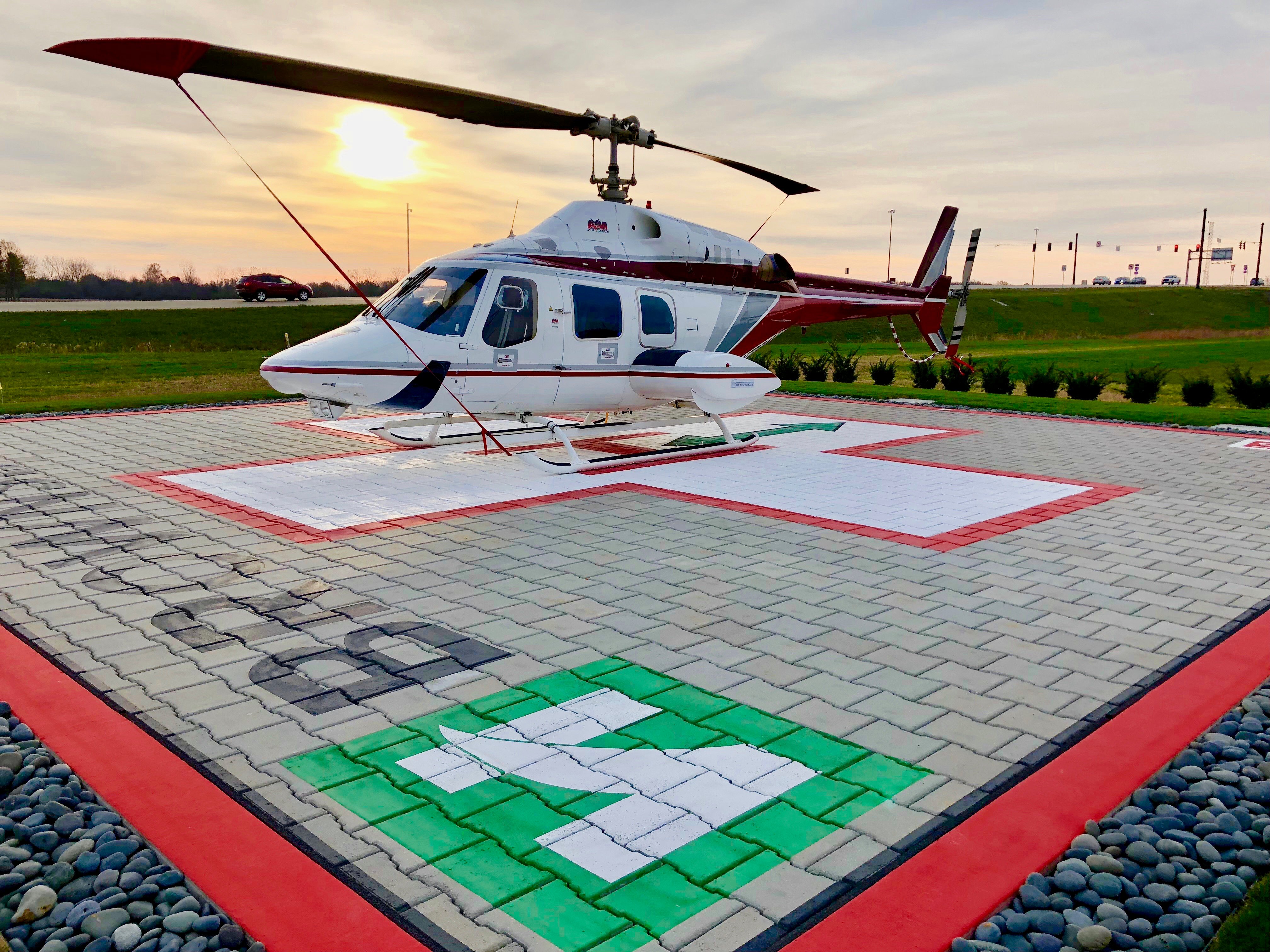 The Lily Helipads helipad catches jet fuel and de-icing liquid from helicopters, and it eliminates the need for de-icing chemicals with a heating system. Lily Helipads Photo