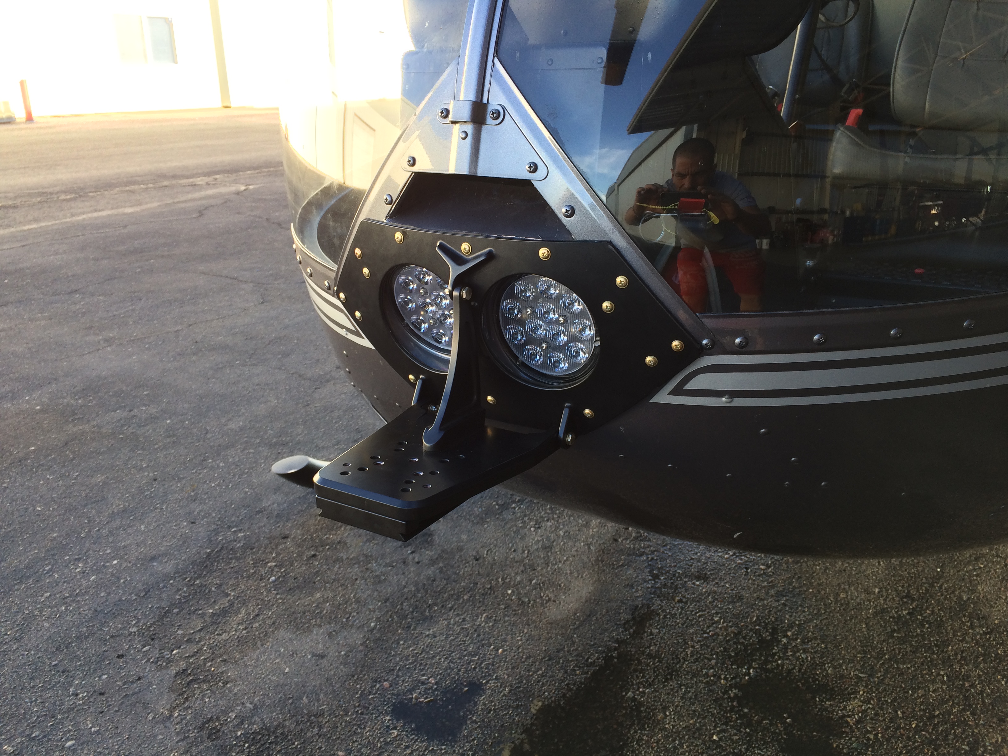 The nose mount is best used for attaching camera systems, antennae, searchlights, and more to the helicopter. Meeker Aviation Photo