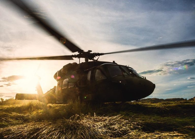 A Sikorsky UH-60 Black Hawk preparing for a sunset flight. Photo submitted by Oliver Ehmig (Instagram user @oliverehmig) using #verticalmag