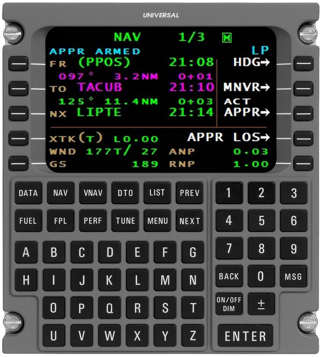 The new flight management system allows operators to take advantage of localizer performance level of service approaches. Universal Avionics Image