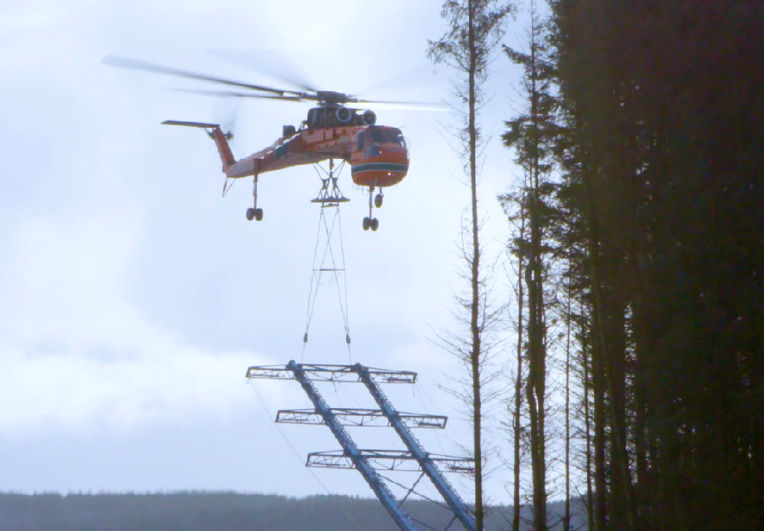Innovative project in Scotland connects a substation with wind energy generation by an Aircrane
