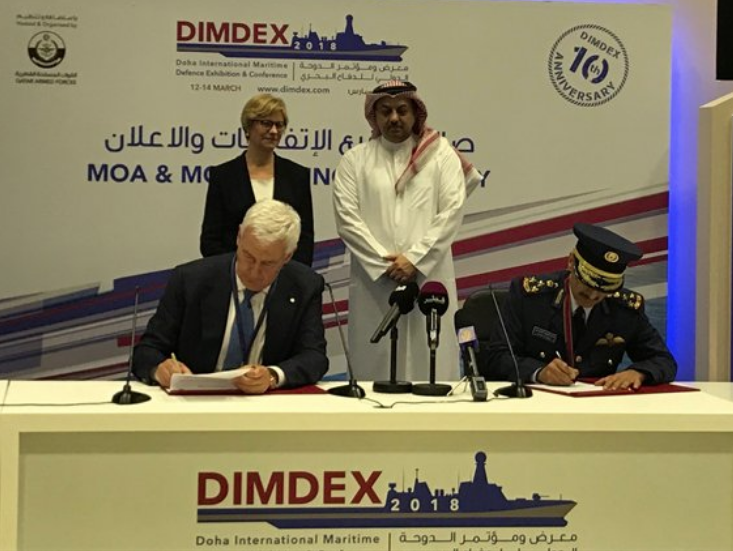 The deal was announced during the DIMDEX Exhibition in Doha in the presence of the Italian Minister of Defence Roberta Pinotti and Leonardo chief executive officer Alessandro Profumo. Leonardo Photo