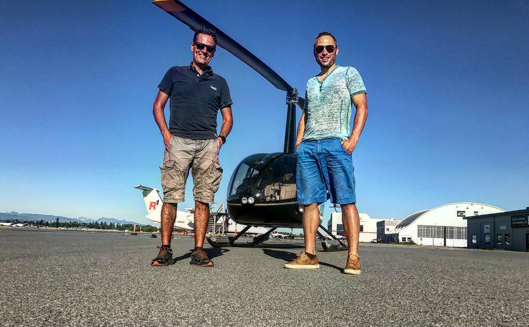 Ruben Dias (left) will be flying the R66 helicopter, along with the president of BC Helicopters, Mischa Gelb. BC Helicopters Photo