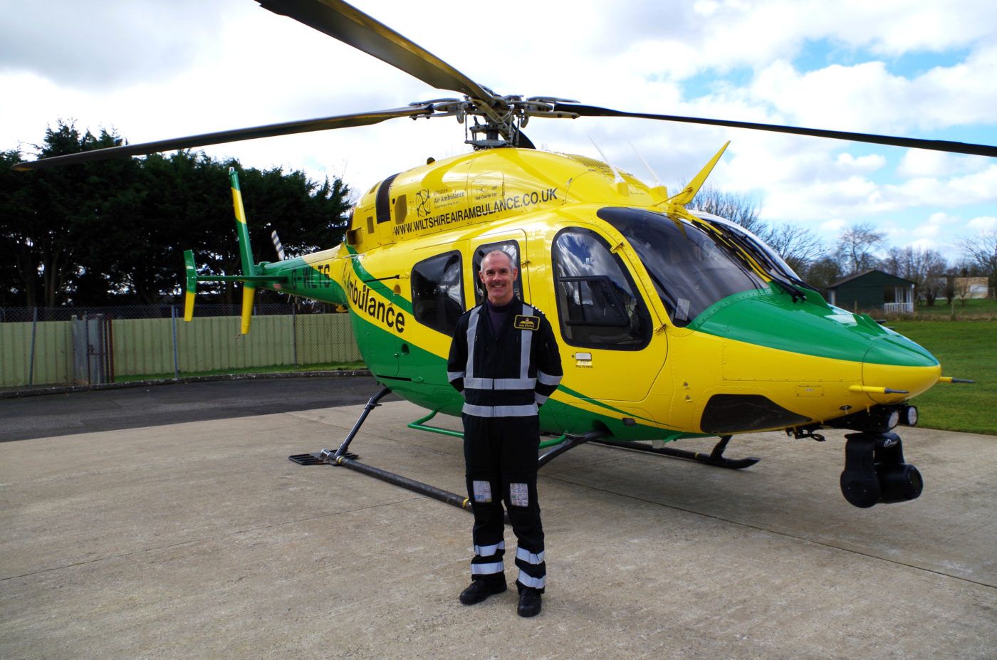 Backus has been a helicopter pilot for 19 years and has flown 3,400 hours. Wiltshire Air Ambulance Photo