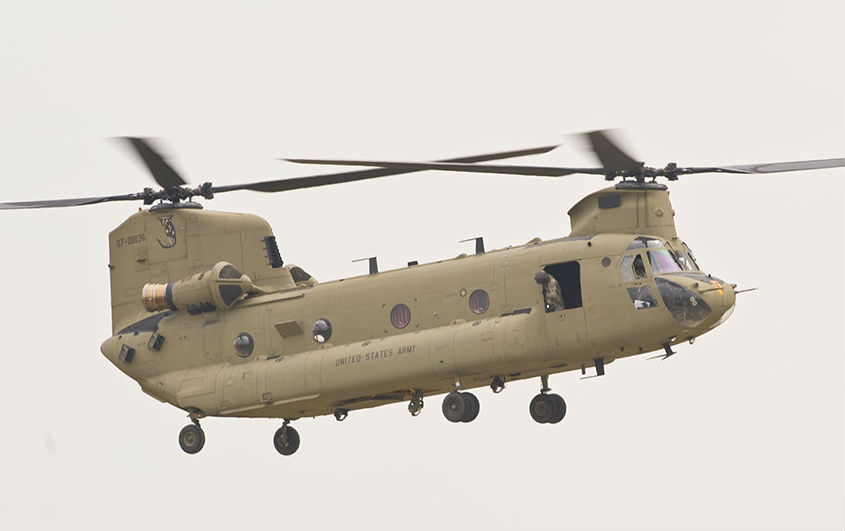 Boeing will feature the H-47 Chinook during ILA Berlin and provide information on the company’s unique expertise in performance-based logistics, ensuring the aircraft is ready to fly when needed. Boeing Photo