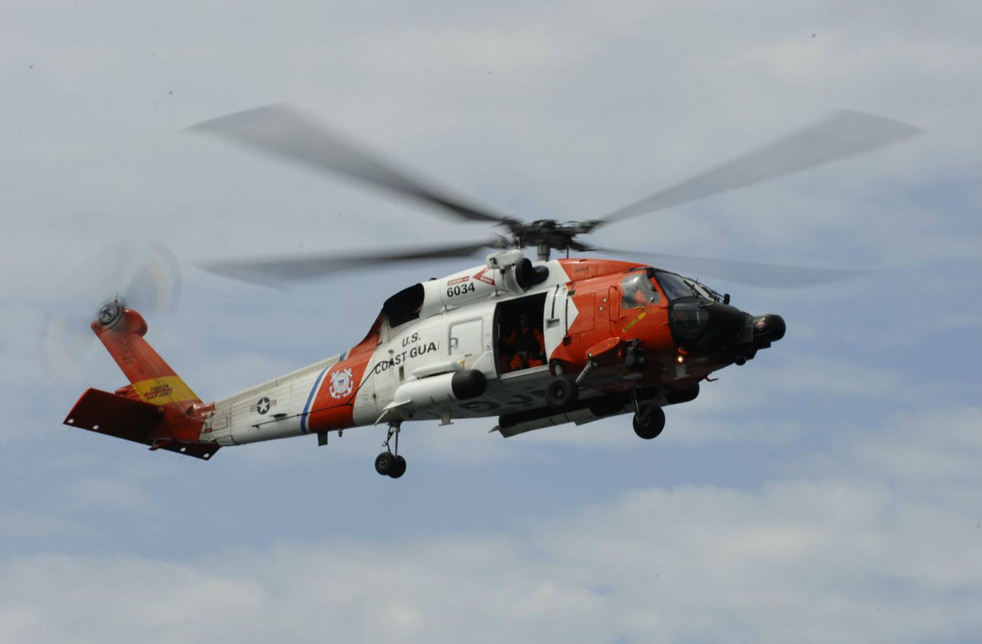 A Coast Guard Air Station Sitka MH-60 helicopter crew search for missing male, Sean Paffenbarger. U.S. Coast Guard Alaska Photo