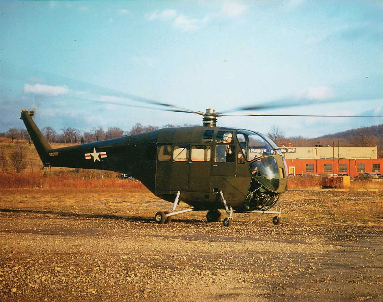 The second Doman LZ-5 helicopter for the U.S. Army running up at Danbury, Connecticut, during an early test flight. Jeff Evans Collection Photo