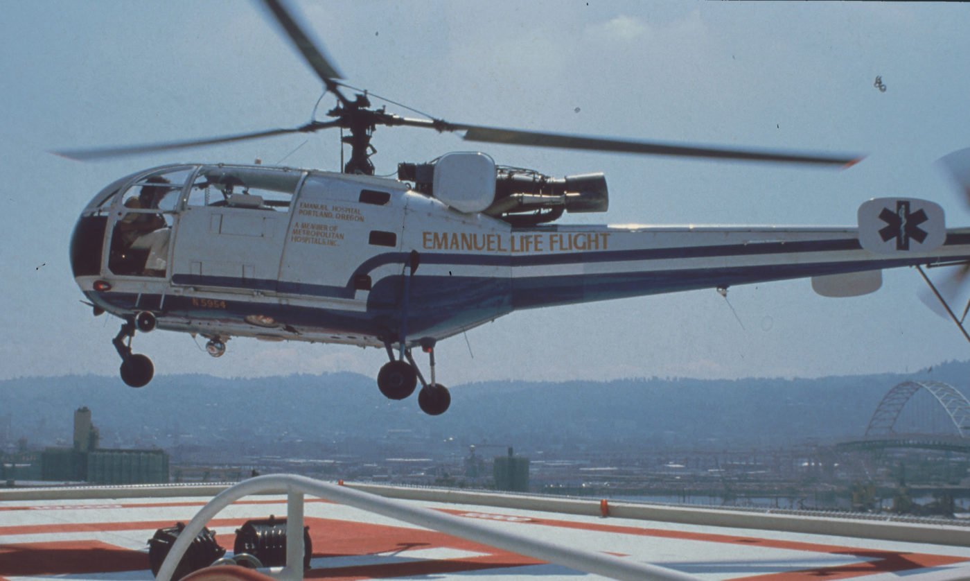 Started in 1978 as Emanuel Life Flight, a French-made Allouette-3 helicopter was the program’s inaugural aircraft. Life Flight Photo