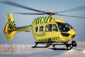 The FinnHEMS Airbus H145 based at the Rovaniemi base is the only one in the world to be fitted with a proprietary 800-kilogram extended-range fuel tank. Lloyd Horgan Photo