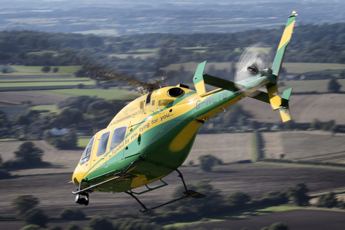 Wiltshire Air Ambulance's Bell 429 helicopter in flight