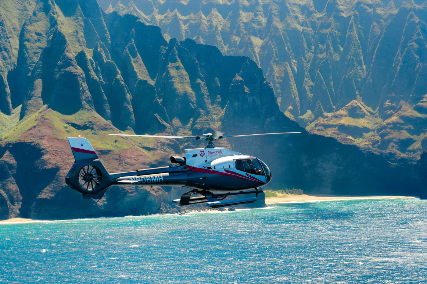 For each of Maverick Helicopters’ excursions, passengers will fly in the Airbus EC130 ECO-Star aircraft. Maverick Helicopters Photo