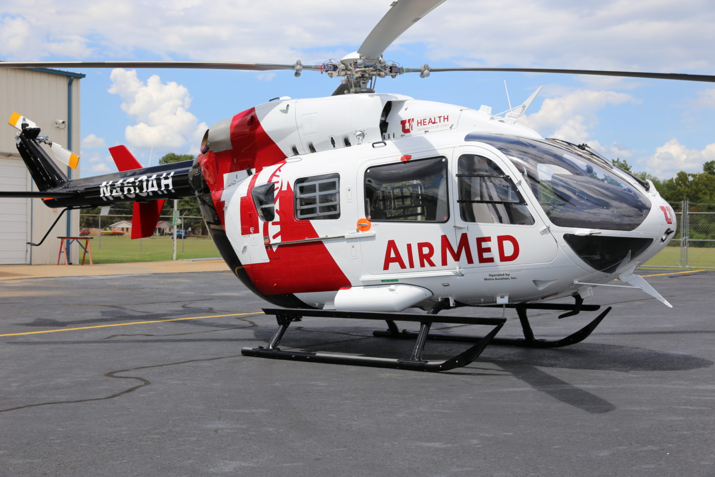The new Airbus EC145 replaces a Bell 407 helicopter, and features standard air ambulance equipment. Metro Photo