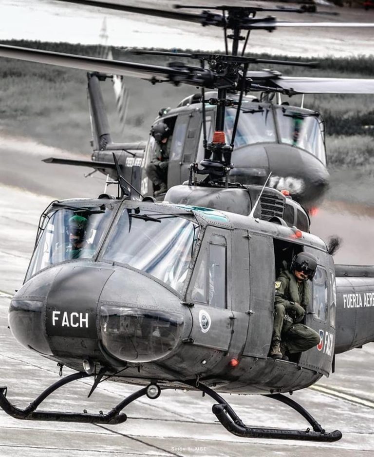 Two Bell UH-1 Hueys operated by the Chilean Air Force are captured returning from a mission. Photo submitted by Simón Blaise Olivera (Instagram user @simonblaise_av) using #verticalmag
