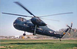 A U.S. Marine Corps HR2S-1 at the Marine Helicopter Squadron One HMX-1 in Quantico, Virginia, where it was first evaluated and tested by Marine pilots.