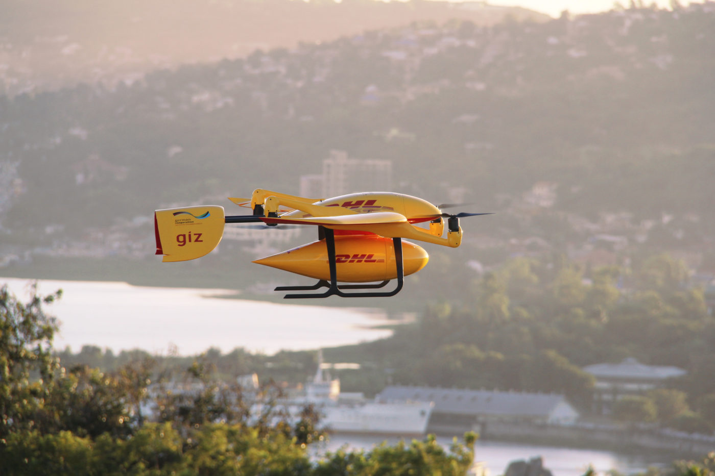 The DHL Parcelcopter 4.0 barely requires any infrastructure as it takes off and lands vertically. Wingcopter Photo