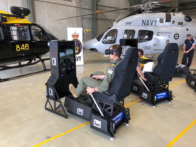 The simulators have motion actuators attached to the base and link with the simulation software to provide an even more realistic experience.