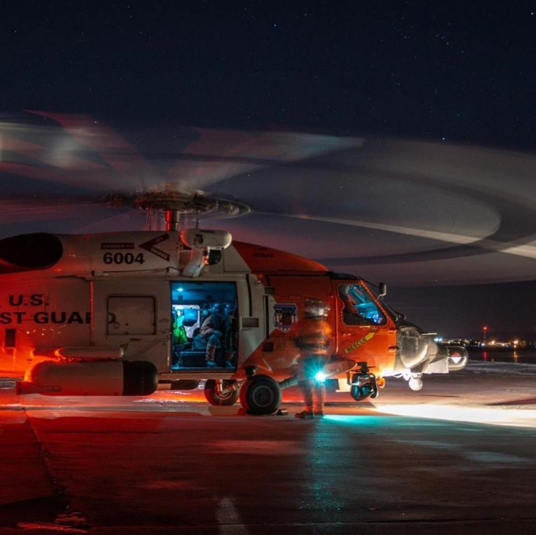 Night ops in the Arctic with a U.S. Coast Guard MH-60T Jayhawk. Photo submitted by Bradley Pigage (@akstache_646 on Instagram) using #verticalmag
