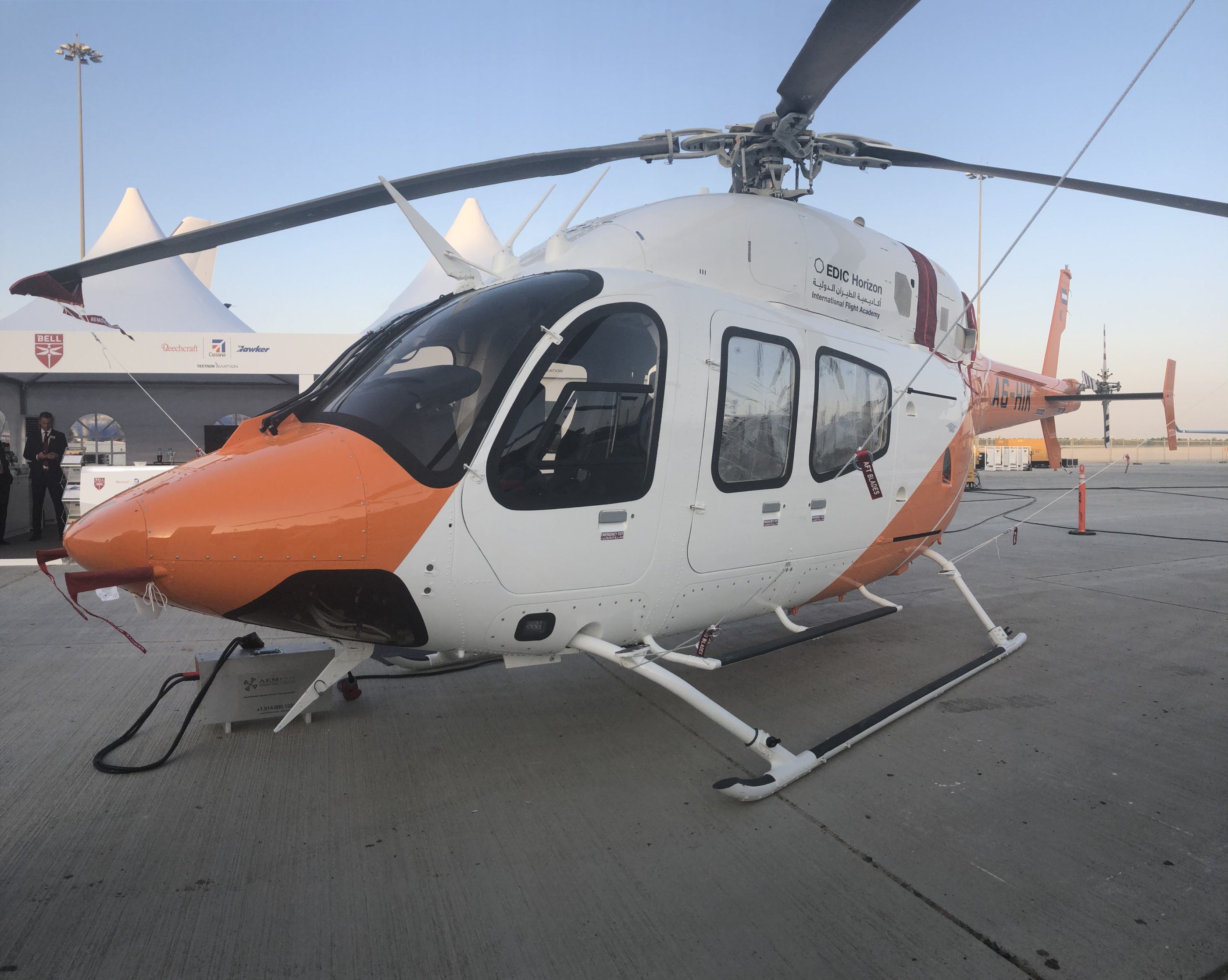 Two Bell 429s were delivered to EDIC at MEBAA 2018. The aircraft will be used to provide state-of-the-art flight training. Bell Photo