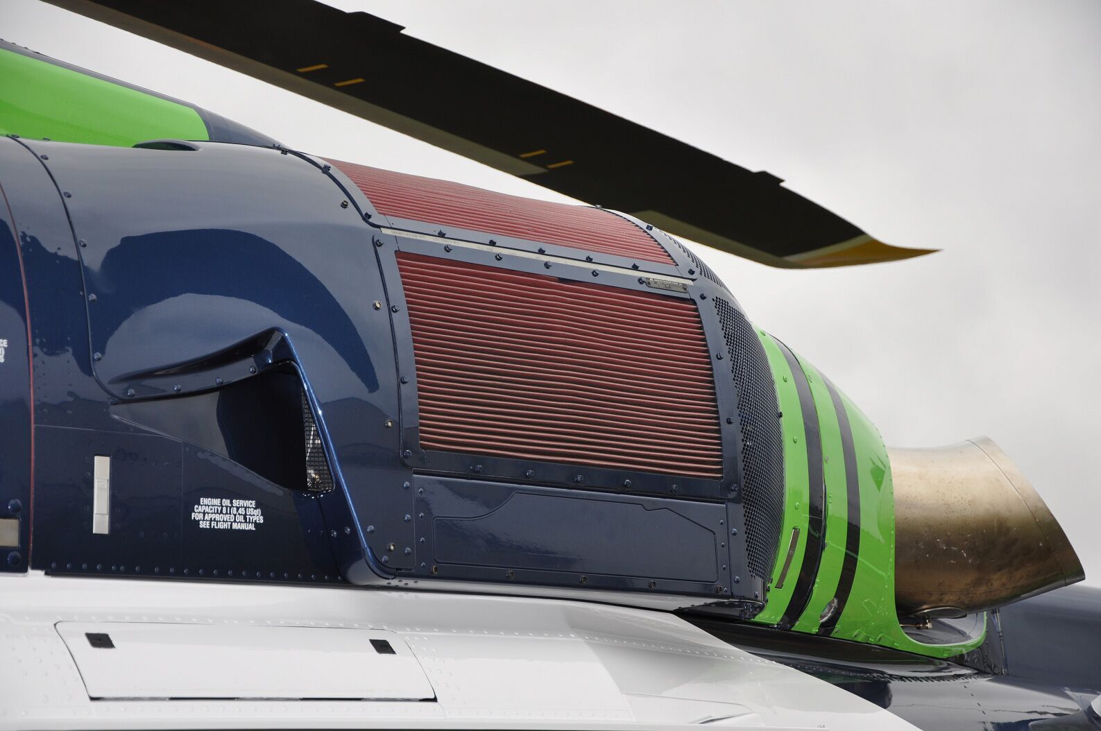 A Donaldson Inlet Barrier Filter installed on an AW139 aircraft. Donaldson Aerospace Photo