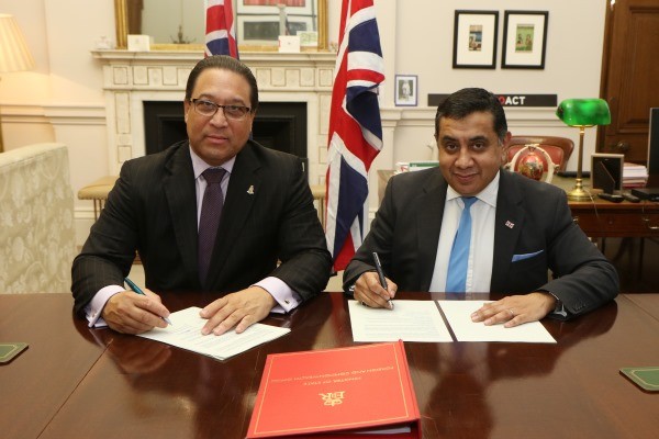 Honourable Premier, Alden McLaughlin and FCO Minister of State for the Overseas Territories, Lord (Tariq) Ahmad of Wimbledon signed the memorandum of understanding in London
