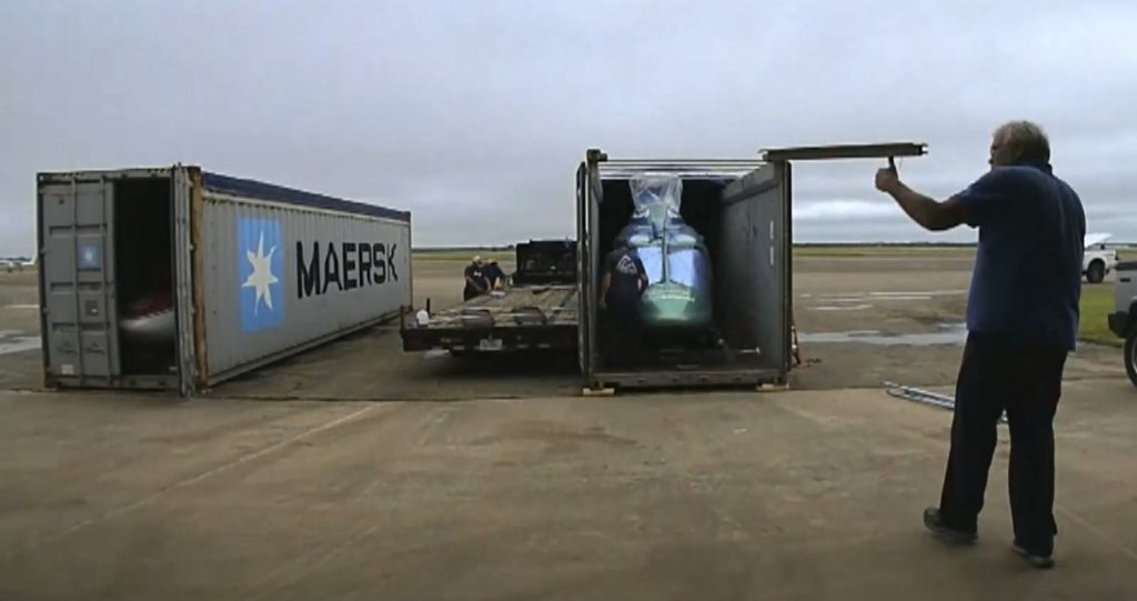 AMS Heli Design’s new shipping concept allows helicopters to be shipped in 40-foot containers with the tailboom installed. AMS Heli Design Photo