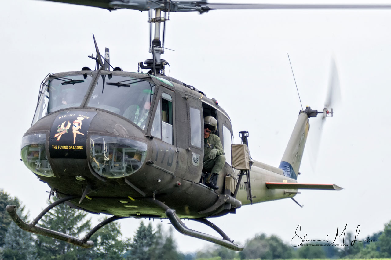 Huey 823 (pictured) is a restored Vietnam-era helicopter that holds seven people.