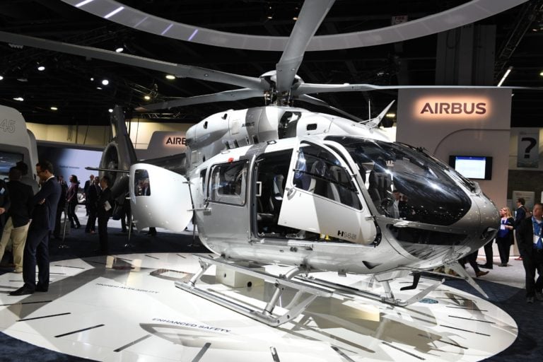 Airbus's five-bladed H145 helicopter on display at HAI Heli-Expo 2019. Anthony Pecchi Photo