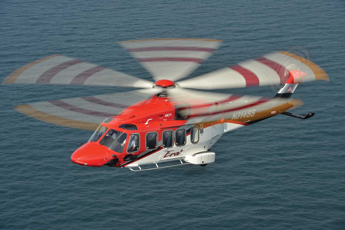 An Era-operated Leonardo AW189 flies offshore over the Gulf of Mexico. Dan Megna Photo