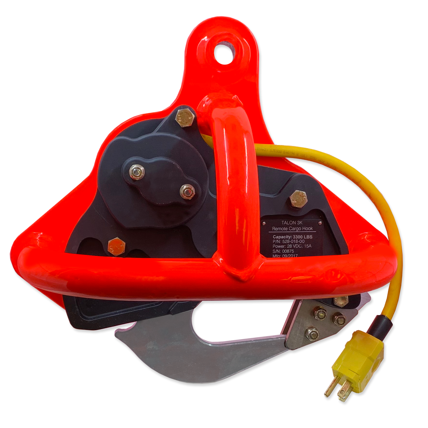 Onboard Systems has released the TALON 3.3K Keeperless Remote Cargo Hook. Onboard Systems Photo