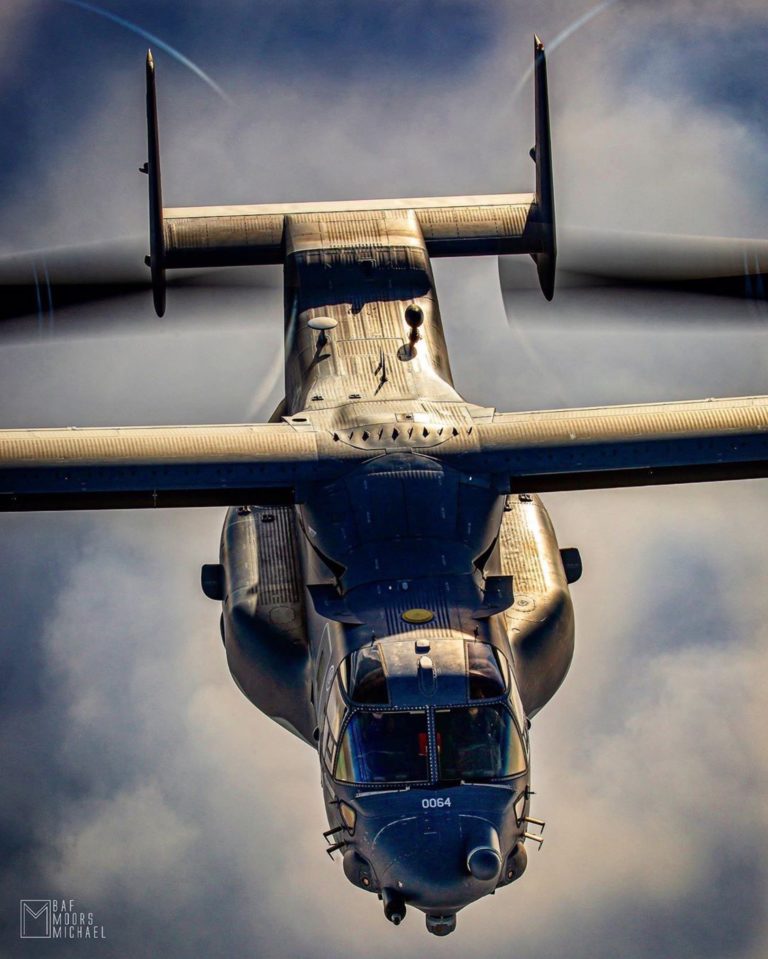 Looking down on a Bell Boeing V-22 Osprey. Photo submitted by Michael Moors (Instagram user @stinger309) using #verticalmag