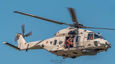 Waving goodbye to 2020? An NHIndustries NH90 and crew from Belgium's 40th Squadron Heli. Photo submitted by David Van Bouwel