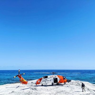 Landing on a rock in the middle of the ocean with a U.S. Coast Guard Jayhawk. Photo submitted by Instagram user @alimariesi using #verticalmag