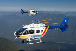 The RCMP's Airbus H145 alongside one of its Airbus H120s. Heath Moffatt Photo