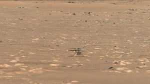 In this gif, Ingenuity completes a slow spin of its blades on April 8. Courtesy of NASA