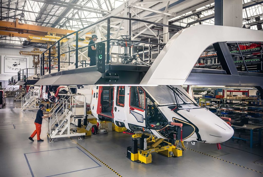 The H160 final assembly line is increasing its speed, with a stated aim of being able to produce up to 35 aircraft a year. Airbus Photo
