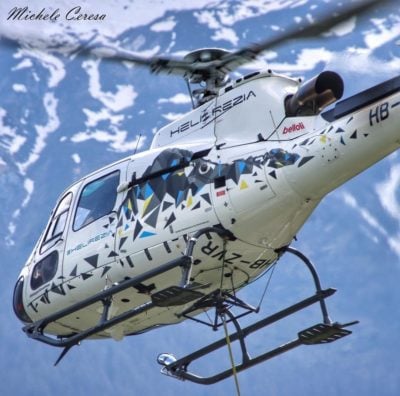 Heli Rezia Airbus H125 helicopter at work. Photo submitted by Instagram user @helicopterphotosmicheleceresa