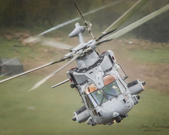 A Royal Navy Leonardo Helicopters Merlin Mk4 navigating Dartmoor in the U.K. Tagged on Instagram by shutterup_aviation