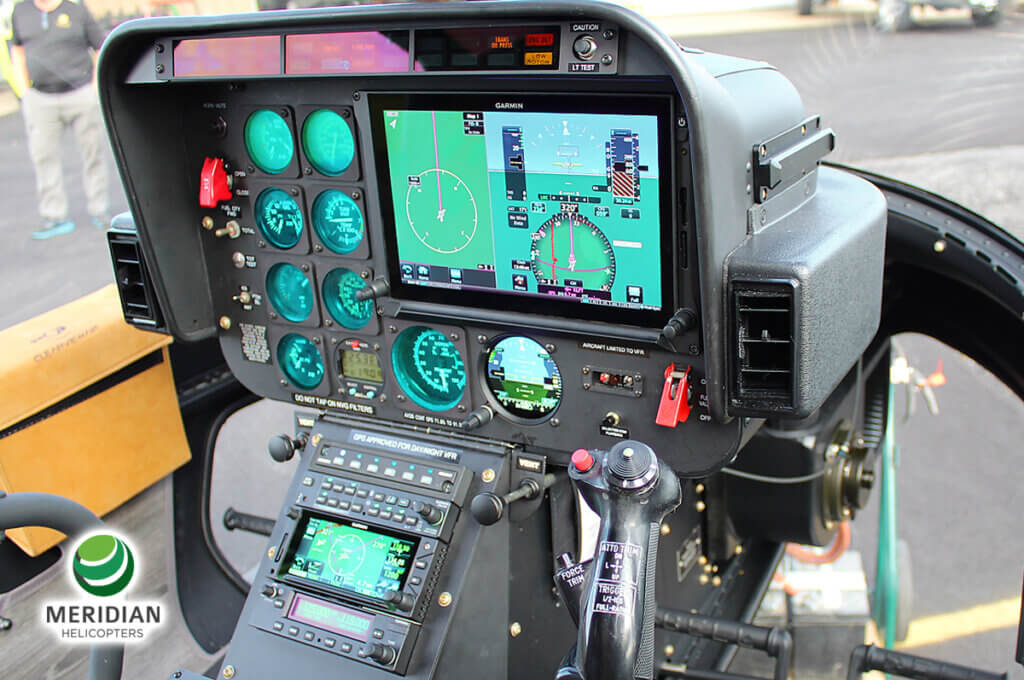 The aircraft was completed with a new Garmin avionics package. Meridian Helicopters Photo