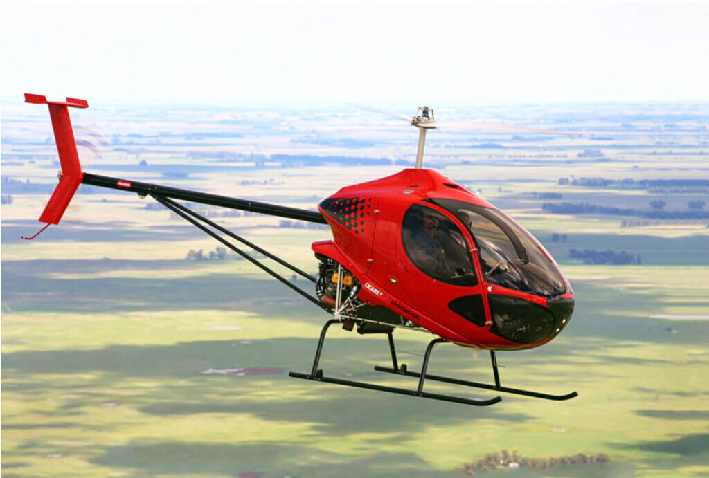 Models include the Cicare 8 and Cicare 7T two place helicopters, the Cicare 7 single place and the SVH-4 helicopter trainer. Cicare Photo