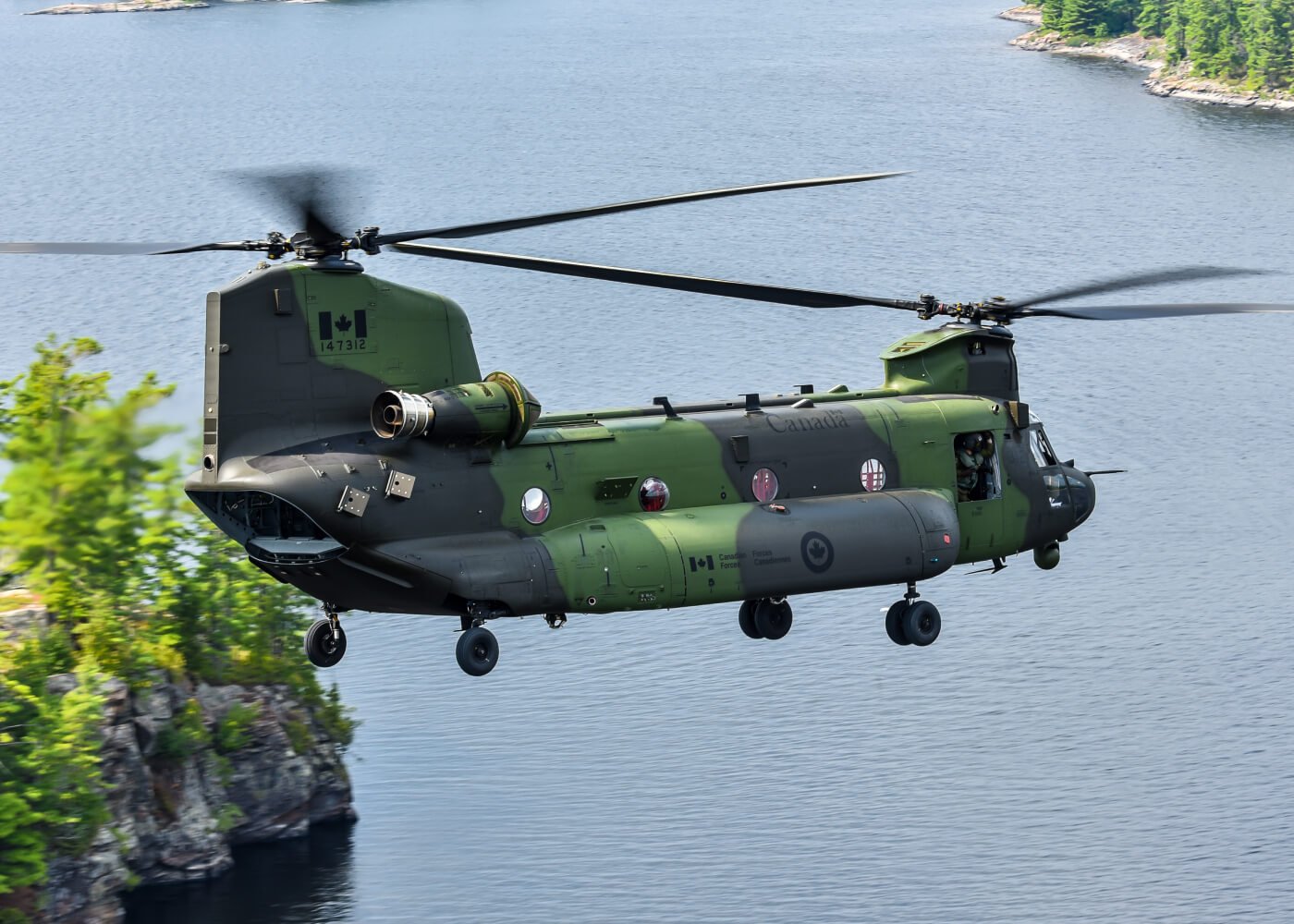 A CH-147F Chinook like the one pictured crashed into the Ottawa River near Garrison Petawawa on June 20, killing both pilots on board. Mike Reyno Photo