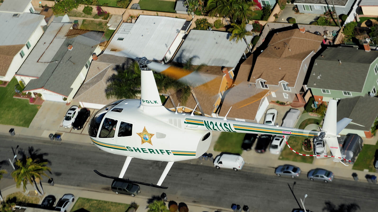 Robinson displays Polk County (Florida) R66 police helicopter at