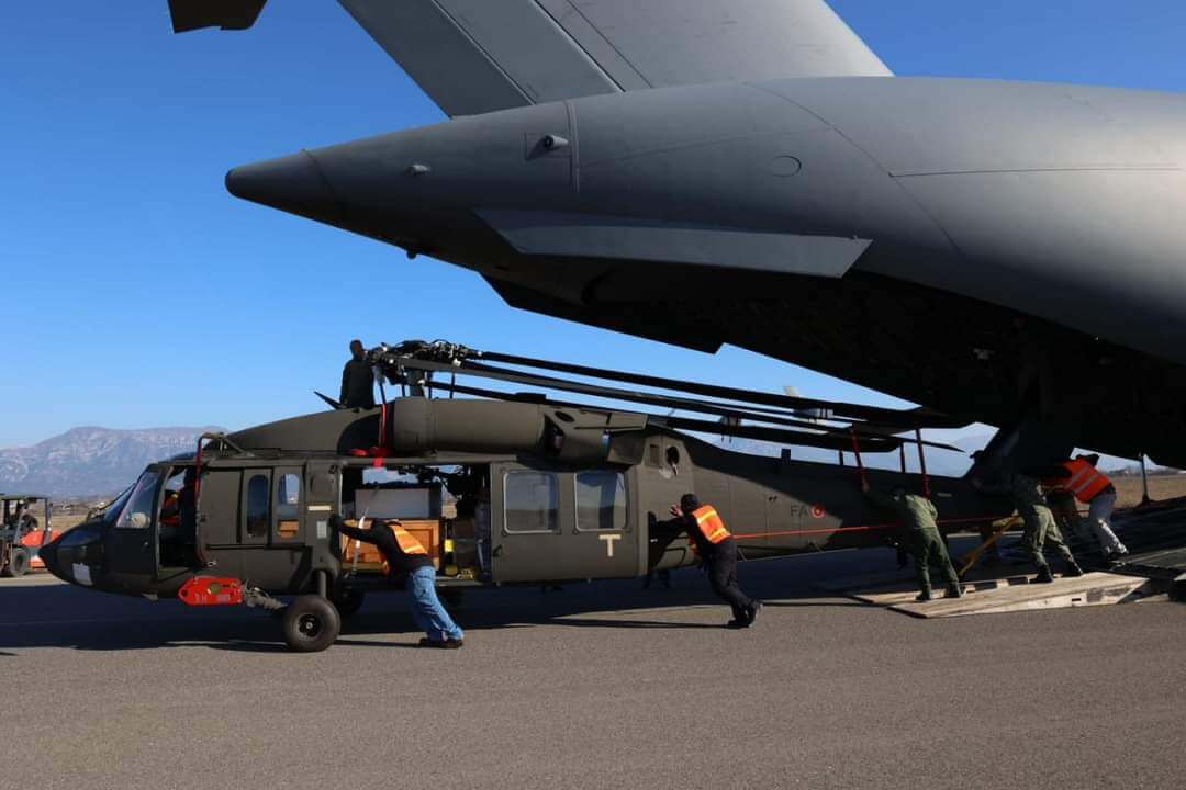 The two Sikorsky UH-60 Black Hawks arrived in Albania on Jan. 13. Government of Albania Photo