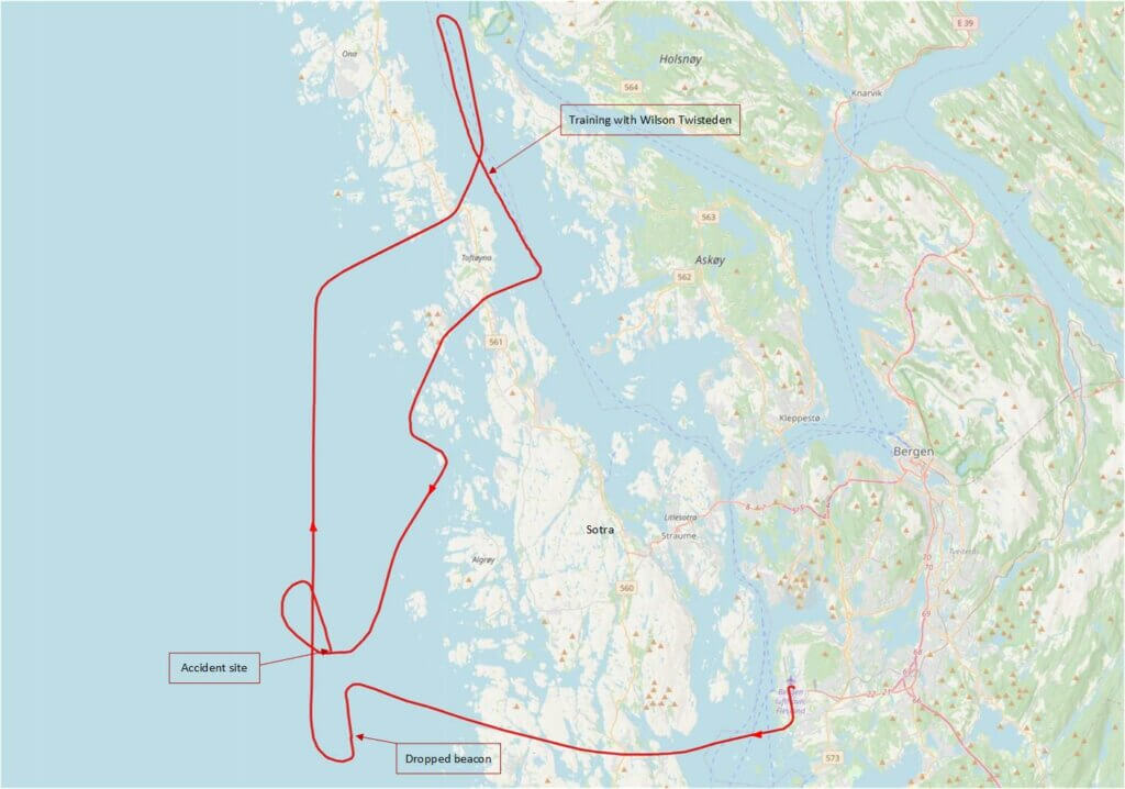 The route flown by the accident aircraft. GPS Visualizer/NSIA Image