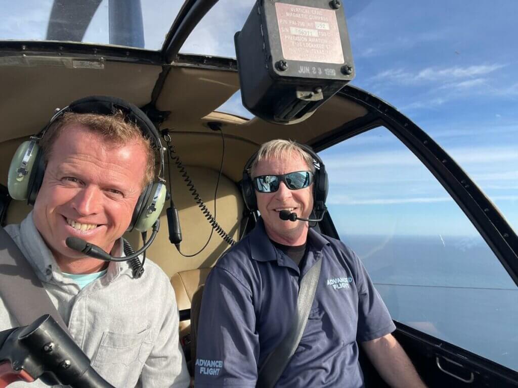 Simon Jones (right) has recorded almost 17,000 flight hours in his career. Simon Jones Photo