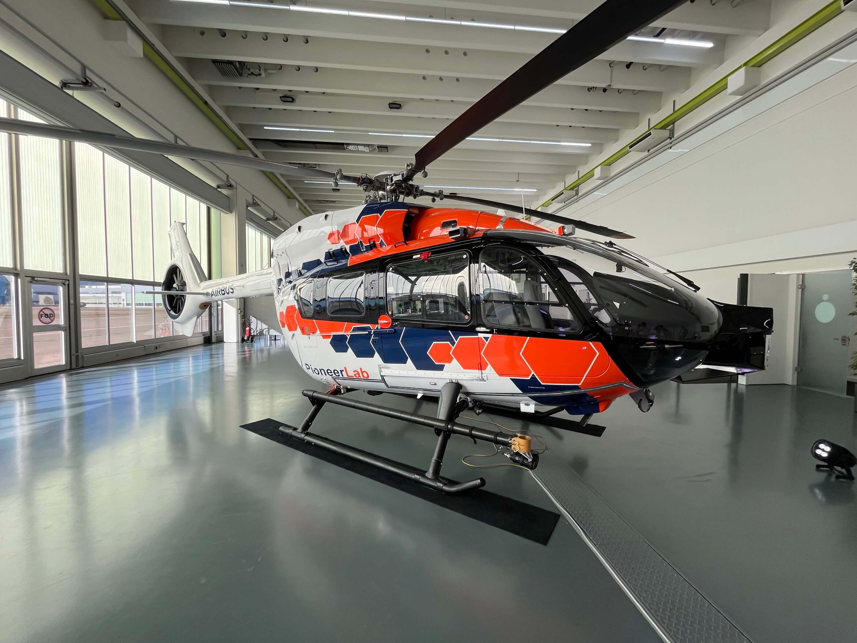 The Airbus Helicopters PioneerLab technology demonstrator sits in the hangar at the manufacturer's facility in Donauworth, Germany. Oliver Johnson Photo